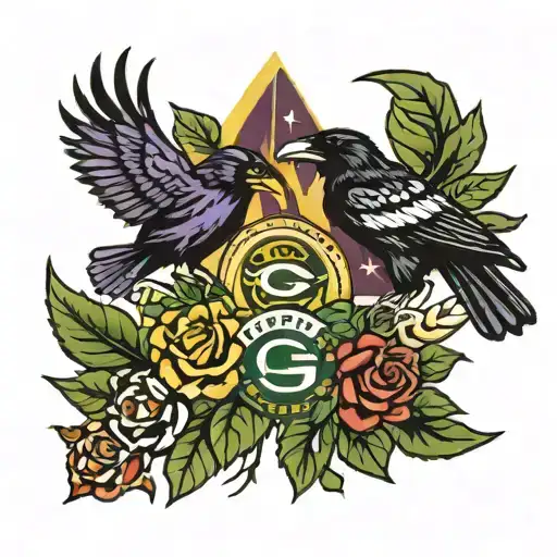 Ravens And Packers Logo Combined
