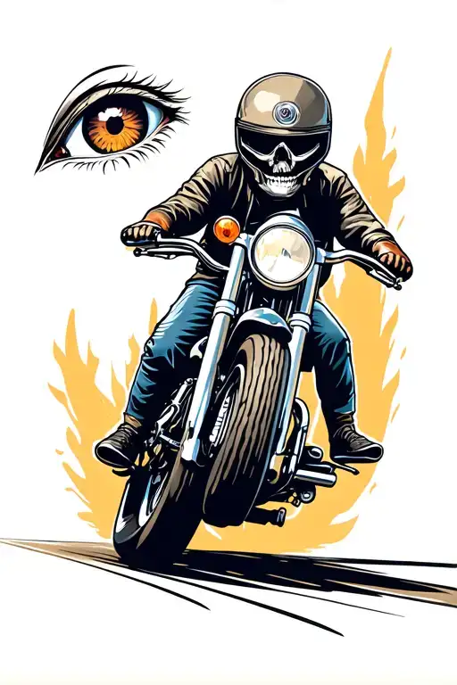 Biker Eyeball Riding A Motobike Suspension