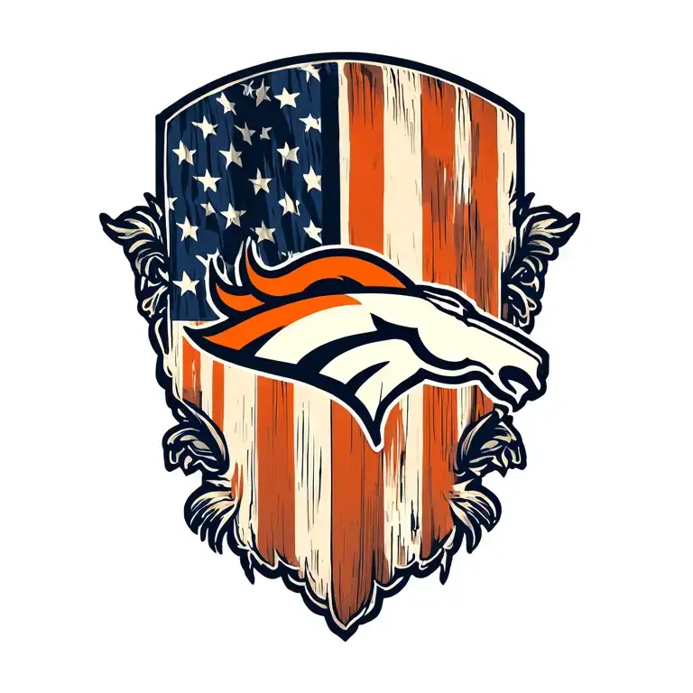 Flag Inside Broncos Logo
