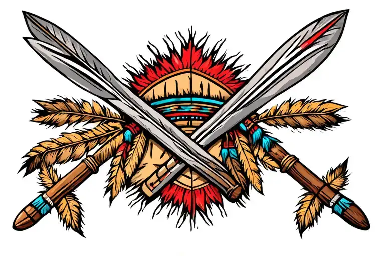 Crossed Native American Spears
