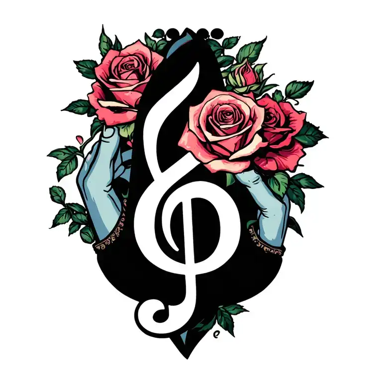 Hands With Rose Bea Letter G Clef Mixed