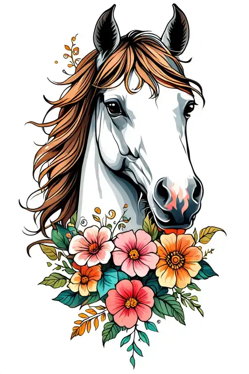 Horse With Flowers