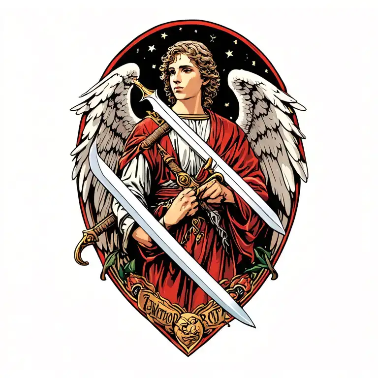 Angel Holding A Sword Going