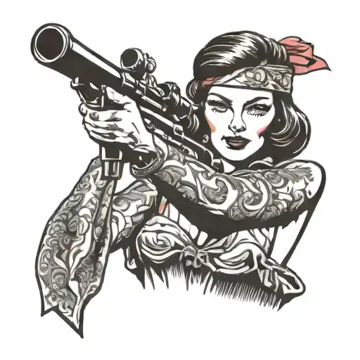 Woman With Sniper Aiming