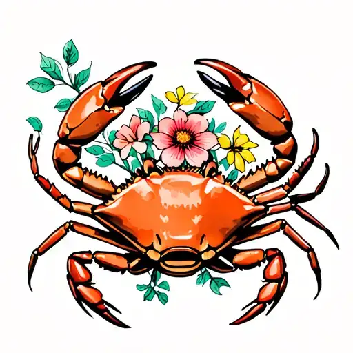 Crab With Flowers