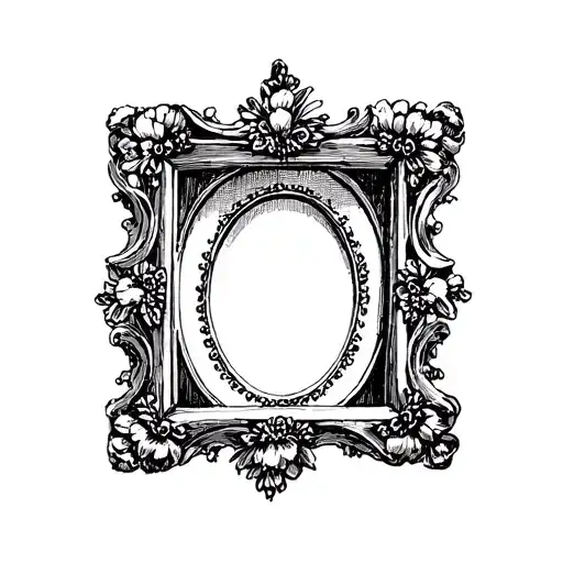 Oulined Drawing Of Antique Picture Frames With No Pictures