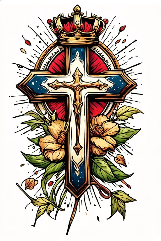 Christian Cross With Crown