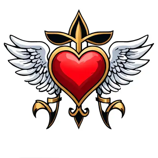 Saints Logo Tattoo With Heart And Wings Behind Logo