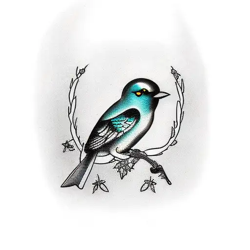 Old School Bird Wih Rose