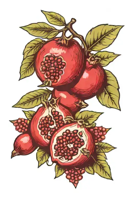 Olive Branch And Pomegranate Branch Intertwined