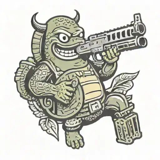 Smiling Avacado Holding A Colt Ar-15 With A M203 Grenade Launcher Attached
