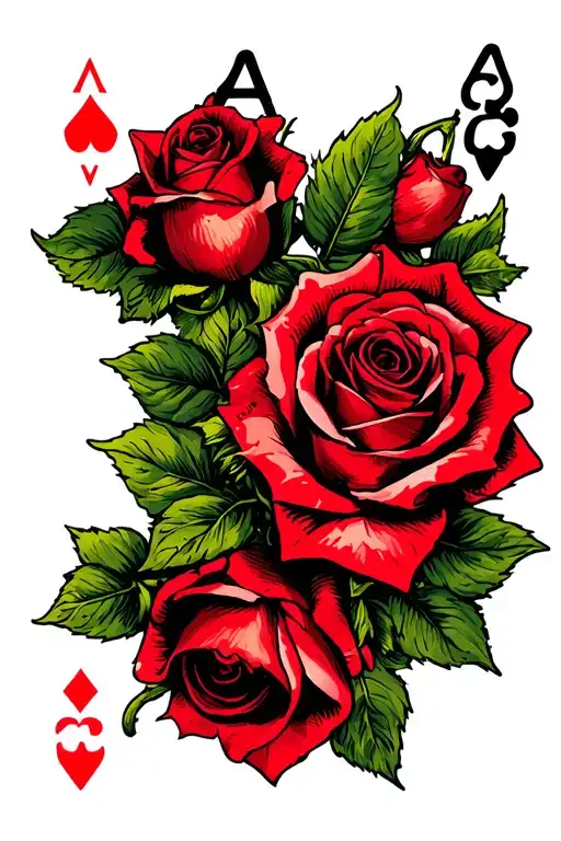 Roses And Cards Forming The Shape