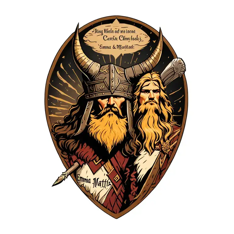 Viking God Heimdall With Names Emma & Mattis