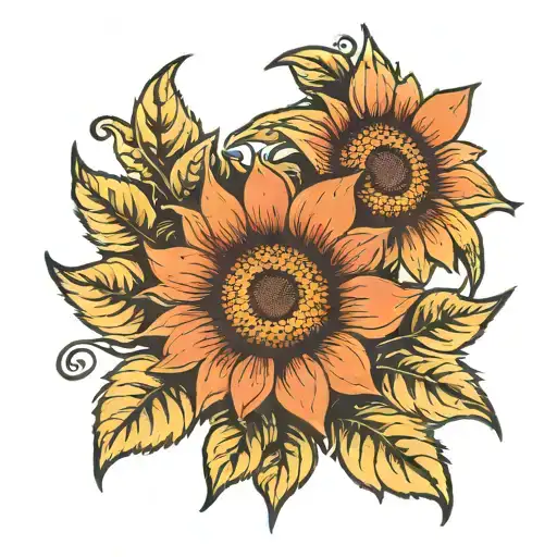 Red Orange Sunflower