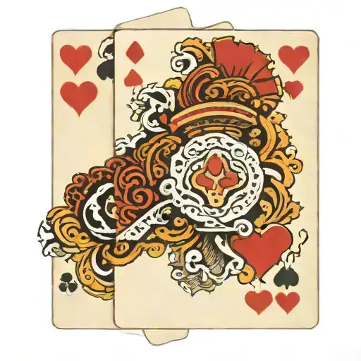 Two 9 Of Hearts Black Jack Tattoo Playing Cards Arranged