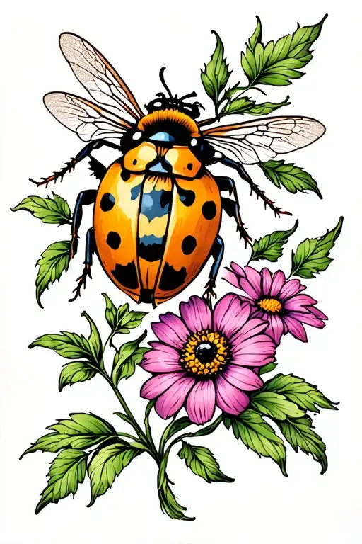 Bee Ladybug Flower