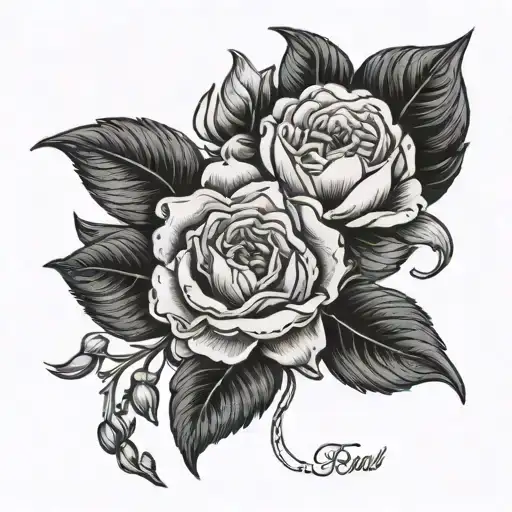 Birth Flower Boquwt With Names Intertwined