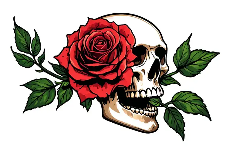 Rose Inside Skull