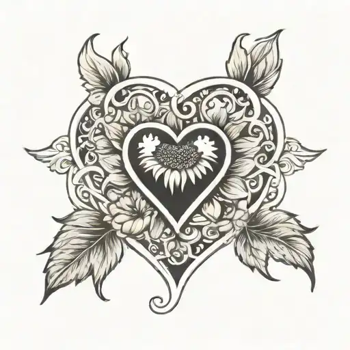 Infinity Heart Sign With Sunflower