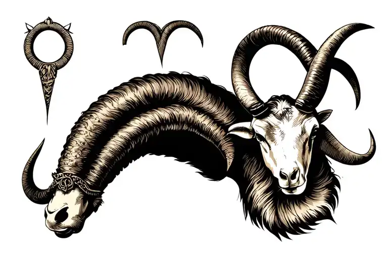 Capricorn And Aries Symbol With Old