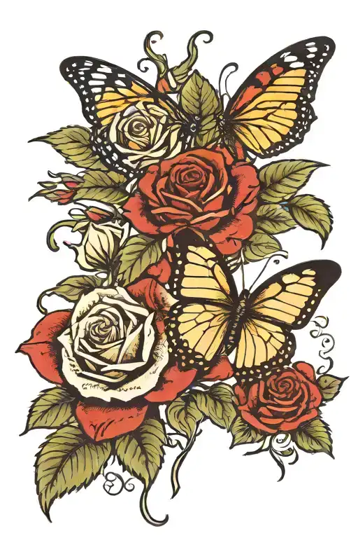 Roses And Butterfly's