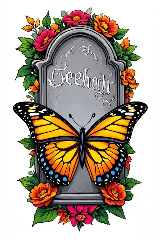 Tombstone And Butterfly