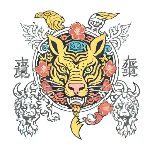 Chinese Zodiac Ox Rabbit Mongkey Pig Tiger Surrounded