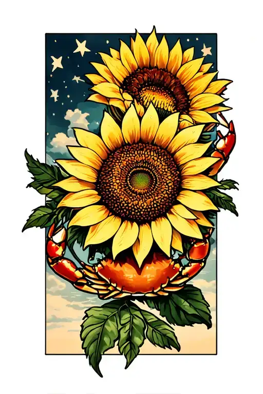 Crab Holding Sunflower