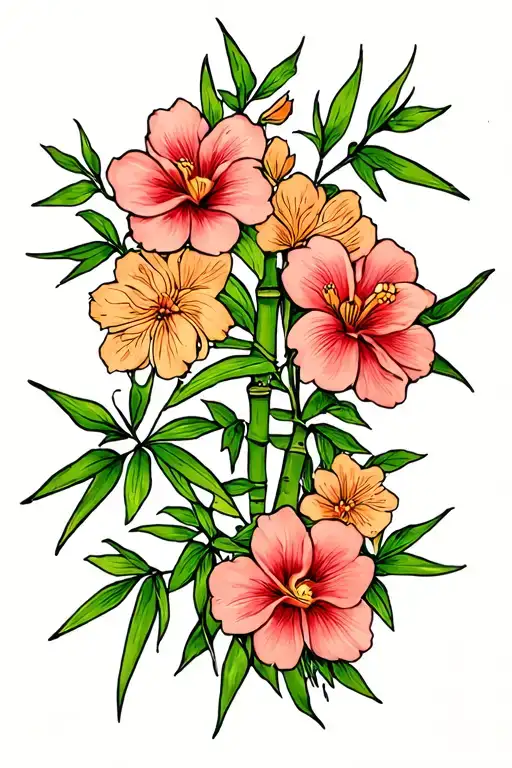 Bamboo And Flowers