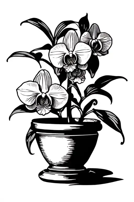 Orchid In A Decorative Pot