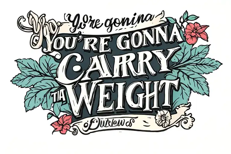 Typography Tattoo Saying You're Gonna Carry That Weight