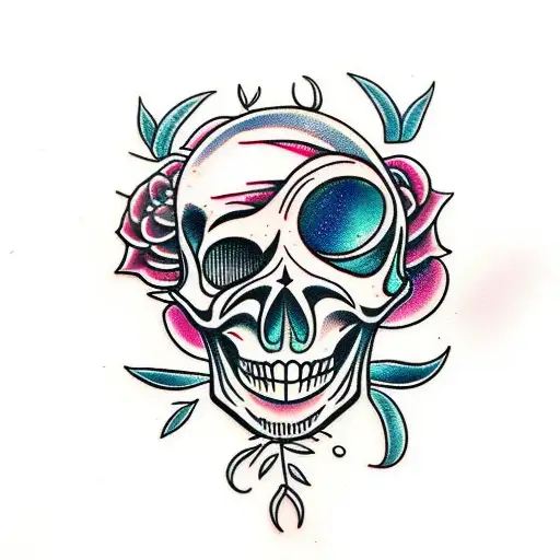 Moon Rose Skull