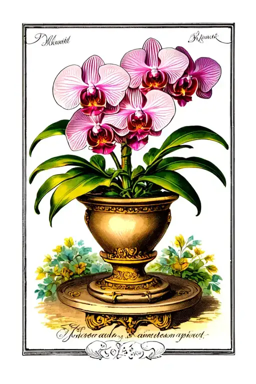 Tall Orchid In Decorative Pot In Color