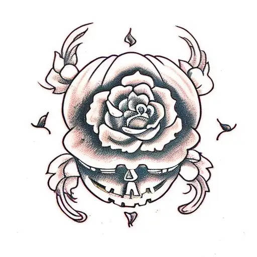 Halloween Pumpkin With Flowers