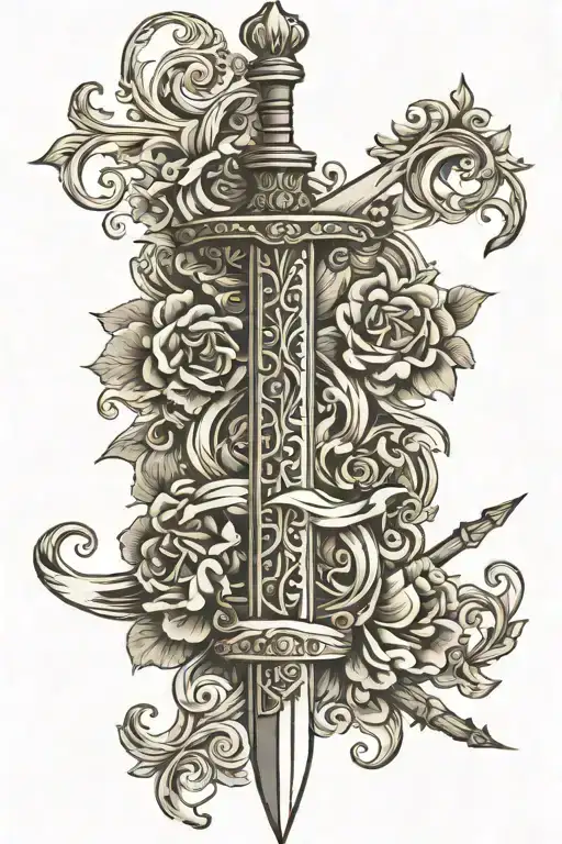Sword Royal Flourish Black And White