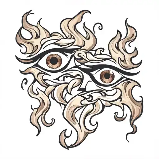 Interlinked Flames With Eyes Looking