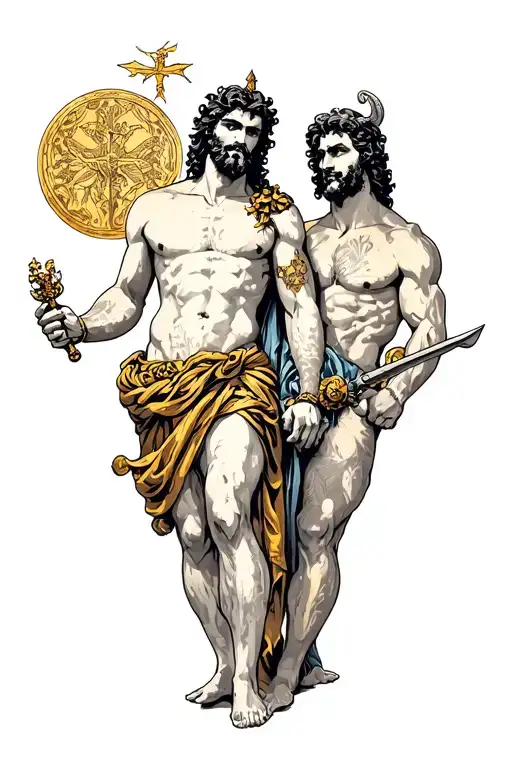Zues & Poseidon & With Hades Holding There Weapons