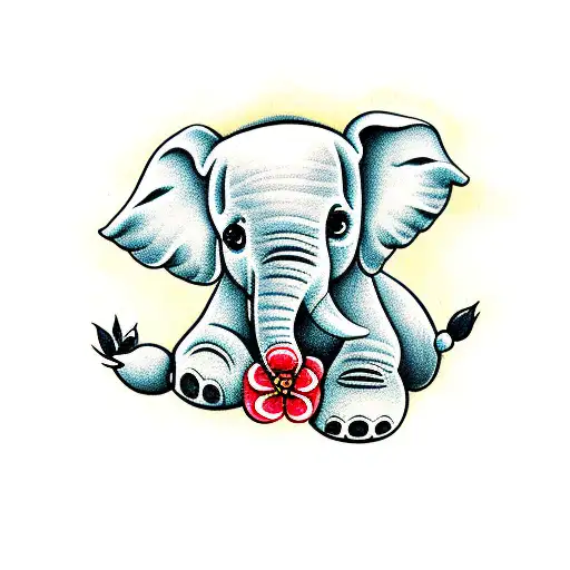 Baby Elephant With Flowers