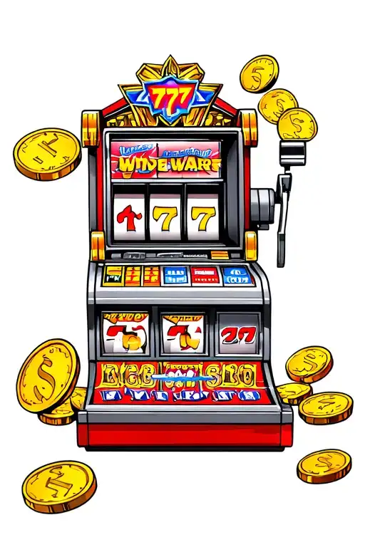 Slot Machine In Full Color With 777 And Gold Coins