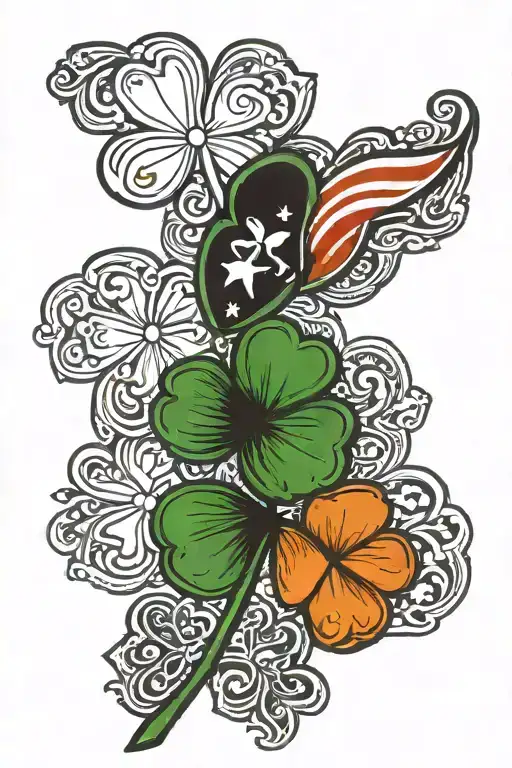 4 Leaf Clover Irish Flag Colored