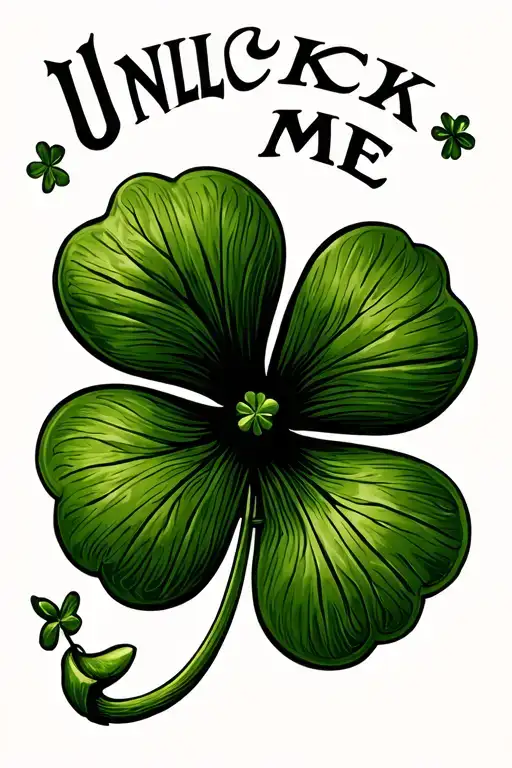 3 Leaf Clover With The Words Unlucky Me Around It