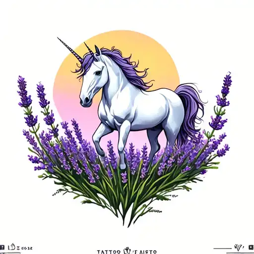 A Mystical Unicorn Surrounded By Blooming Lavender Fields