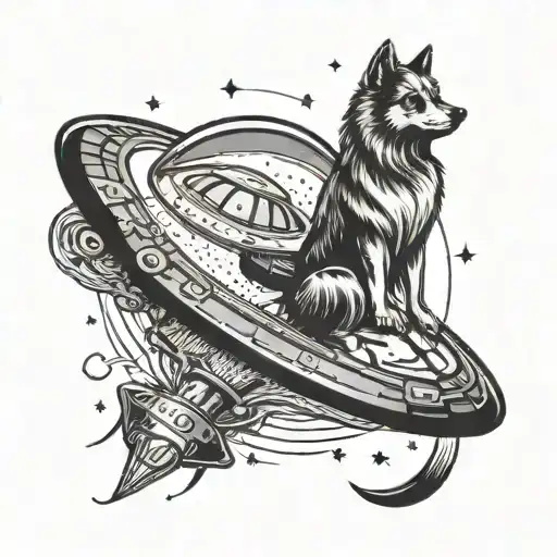 Keeshond And Ufo Abduction Scene