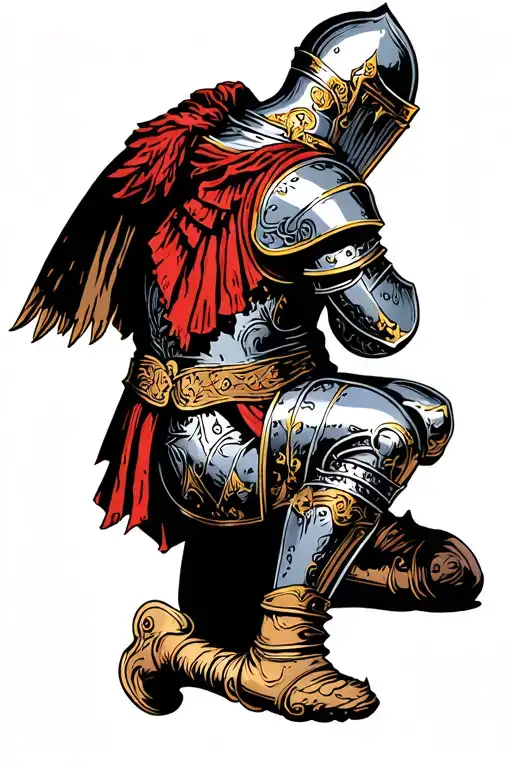 Knight Kneeling Sleeve Tattoo Design