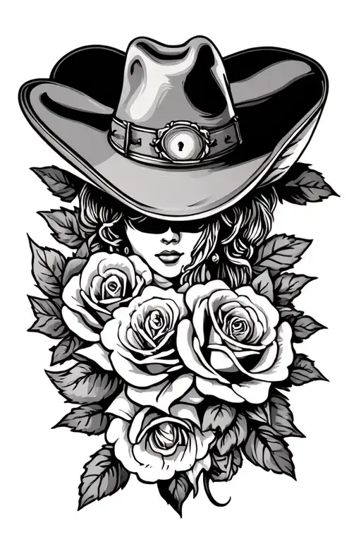 Cowboy Hat Roses Intertwined