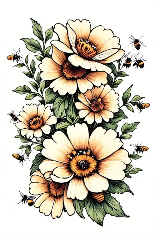 Flowers And Bees Buzzing