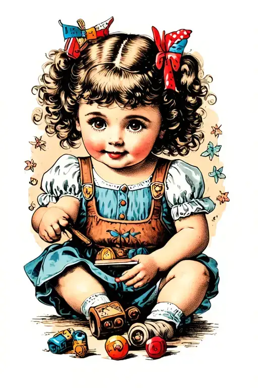 Little Girl Playing With Toys
