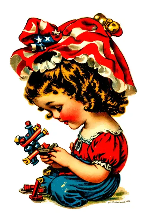 Little Girl Playing With Toys