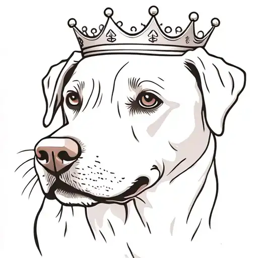 Two Labrador Dogs Face With A Crown