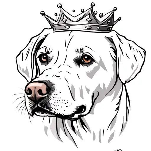 Two Labrador Dogs Face With A Crown